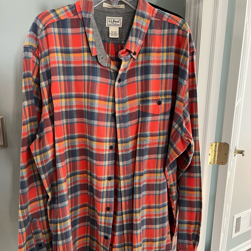 Loved LL Bean orange flannel. Size XXL-Tall.